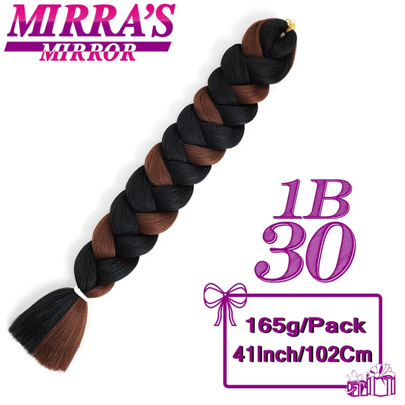 82 Inch Pure Color Jumbo Braiding Hair Extensions Synthetic Braids Ombre Hair For Box Braid Support Wholesale Mirra’s Mirror