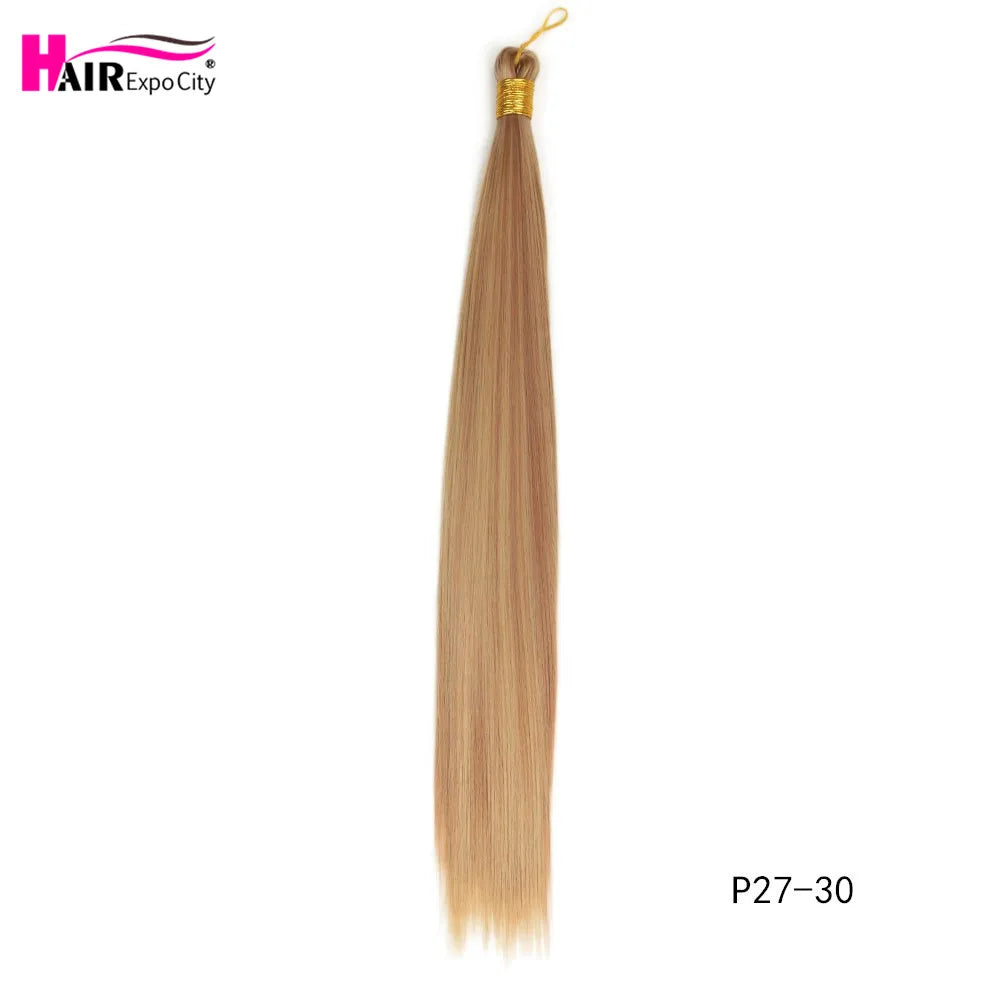 Bone Straight Synthetic Braiding Hair Bulk 22" Silky Pre Stretched Braiding Hair Extensions Crochet Box Braids Hair Expo City