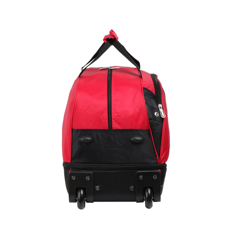OIWAS Men Trolley Duffle Bag 56L Water-Repellent Foldable Rolling Suitcase Hand Luggage With Wheels Carry-On Bags Expansion Pack