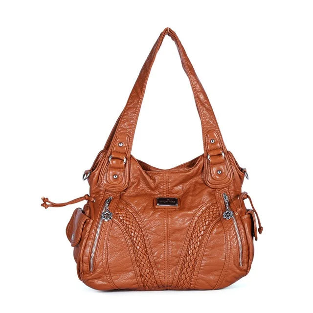 Angel kiss Women Handbags Satchel Top-handle Handbag 2023 PU Shoulder Bag Soft Dumpling Pack Multi-pockets Shoulder Purse Bags