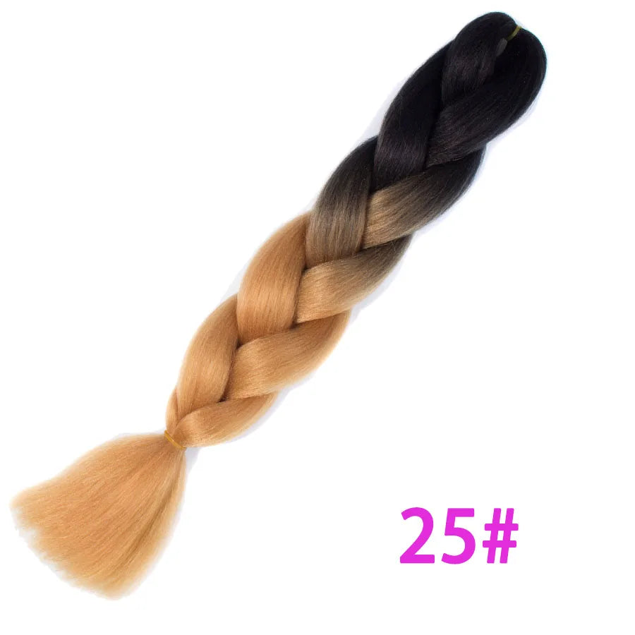 VERVES Ombre Jumbo Braids — 24" 100 g Two-Tone Synthetic Braiding Hair (Pink/Black/Blue)