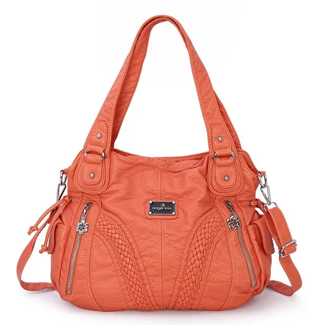 Angel kiss Women Handbags Satchel Top-handle Handbag 2023 PU Shoulder Bag Soft Dumpling Pack Multi-pockets Shoulder Purse Bags