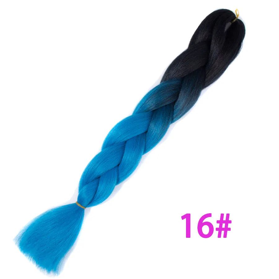 VERVES Ombre Jumbo Braids — 24" 100 g Two-Tone Synthetic Braiding Hair (Pink/Black/Blue)