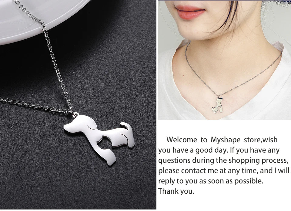 Cute Dog Paw Pendant Necklace | Stainless Steel Animal Footprint Chain for Women & Girls