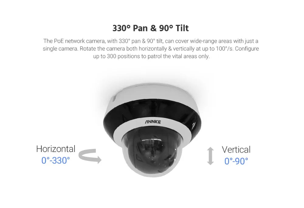 ANNKE Smartest 4MP Super HD PTZ Camera Security POE Camera 4X Optical Zoom Surveillance IP Camera With AI Detection Audio Record