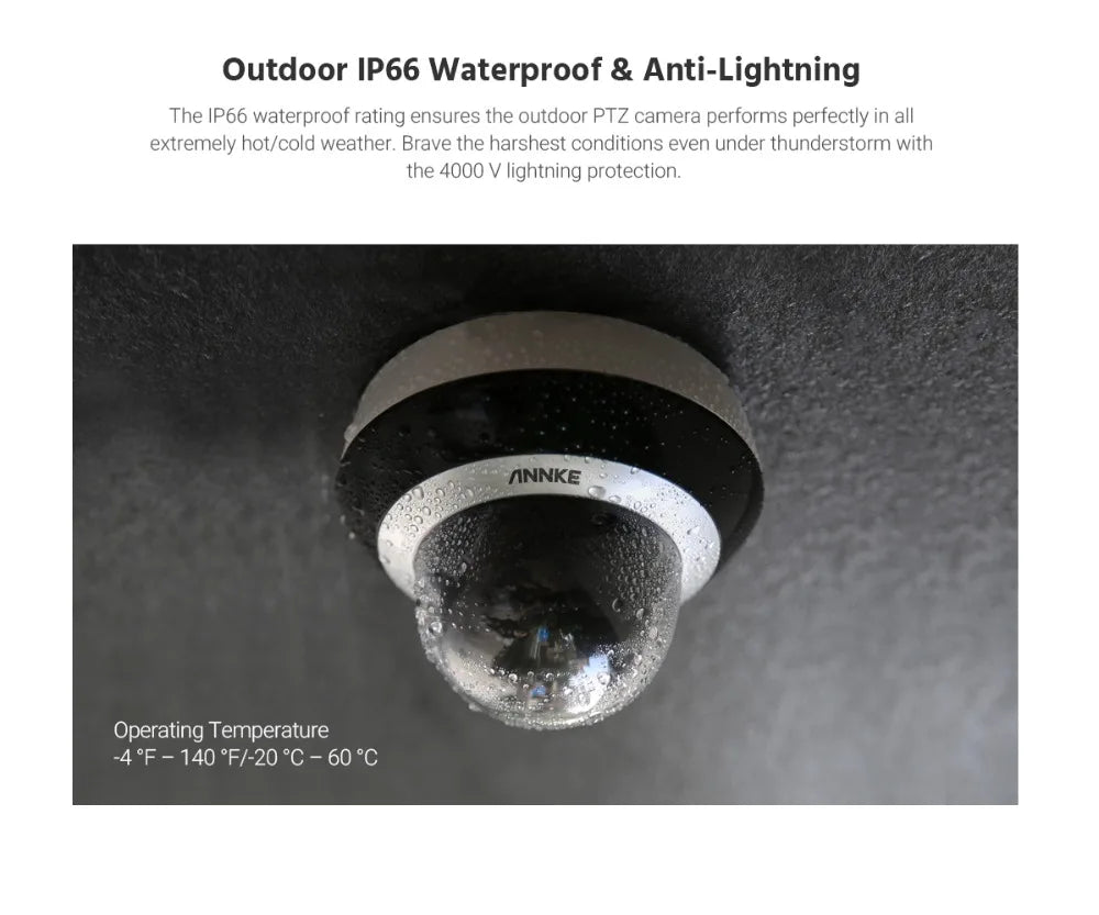 ANNKE Smartest 4MP Super HD PTZ Camera Security POE Camera 4X Optical Zoom Surveillance IP Camera With AI Detection Audio Record