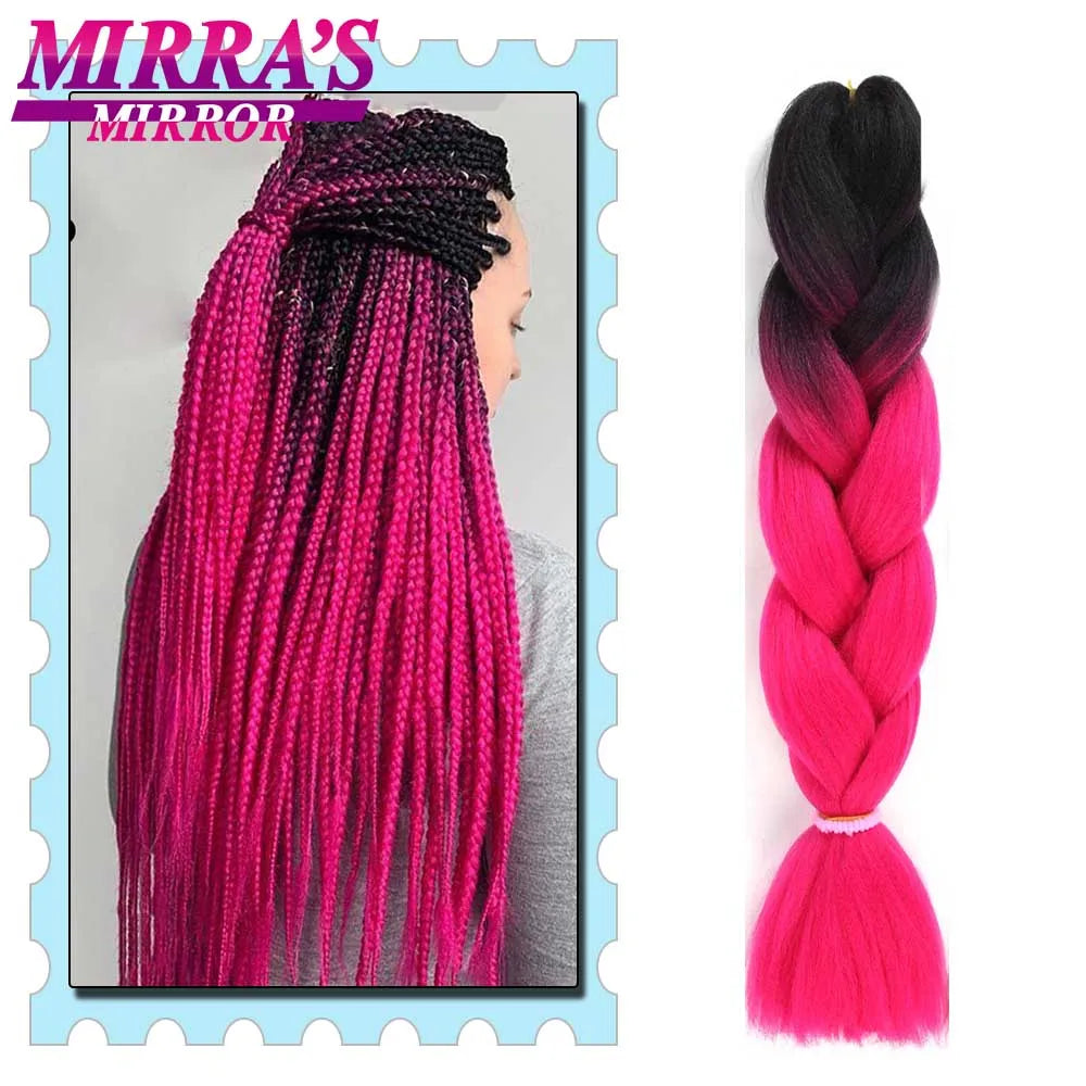 Synthetic Braiding Hair 24 Inch Kanekalon Braids Extensions Ombre Hair for Box Braid Crochet Jumbo Braiding Hair Pre Stretched