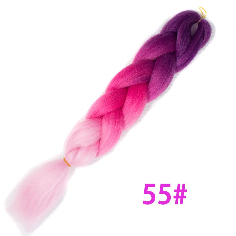 VERVES Ombre Jumbo Braids — 24" 100 g Two-Tone Synthetic Braiding Hair (Pink/Black/Blue)