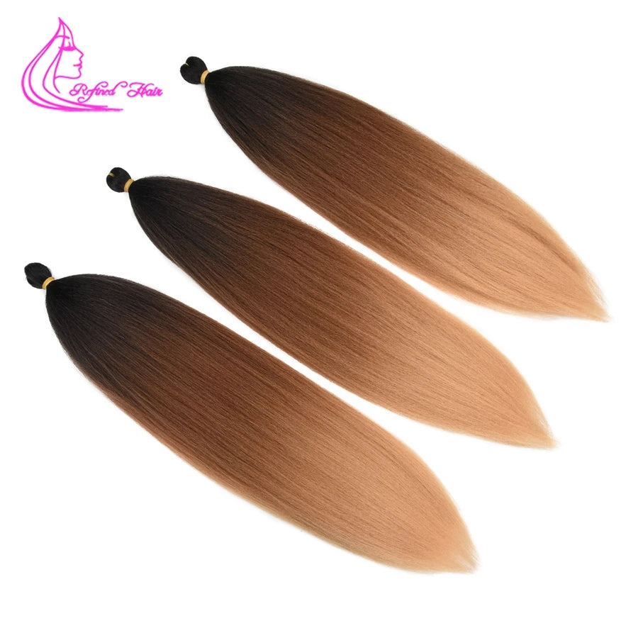 Refined Hair Pre-Stretched EZ Braid — 26" Ombre Brown Synthetic Braiding Hair
