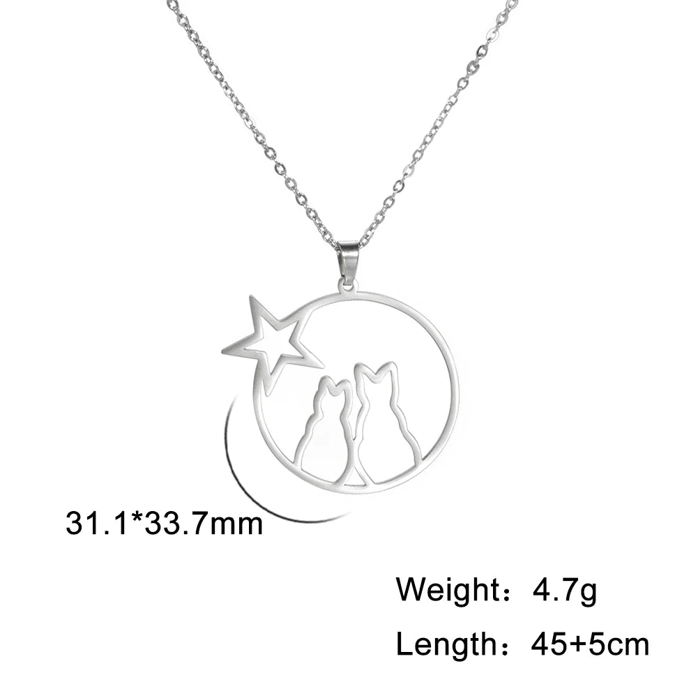 Cute Dog Paw Pendant Necklace | Stainless Steel Animal Footprint Chain for Women & Girls
