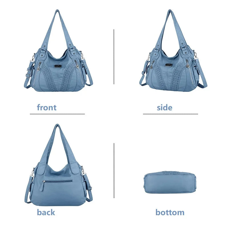 Angel kiss Women Handbags Satchel Top-handle Handbag 2023 PU Shoulder Bag Soft Dumpling Pack Multi-pockets Shoulder Purse Bags