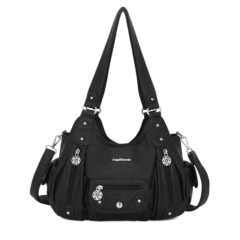 Women Handbags Satchel Top-handle Handbag Small PU Shoulder Bag 12.5”x4.4” Dumpling Pack Multi-pockets Shoulder Bags