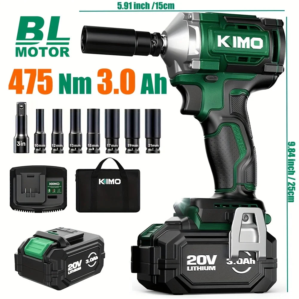 20V Heavy-Duty Brushless Cordless Impact Wrench Set  High Torque Heavy-Duty Industrial Wrench Car Tire Changing and Repair