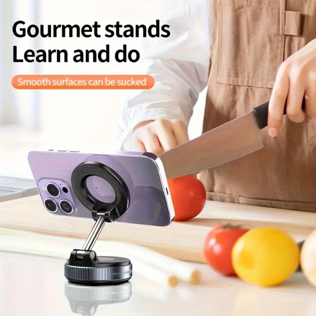 Strong Magnetic Car Phone Holder – Foldable, 360° Adjustable | Vacuum Mount for Car, Desk, Bathroom