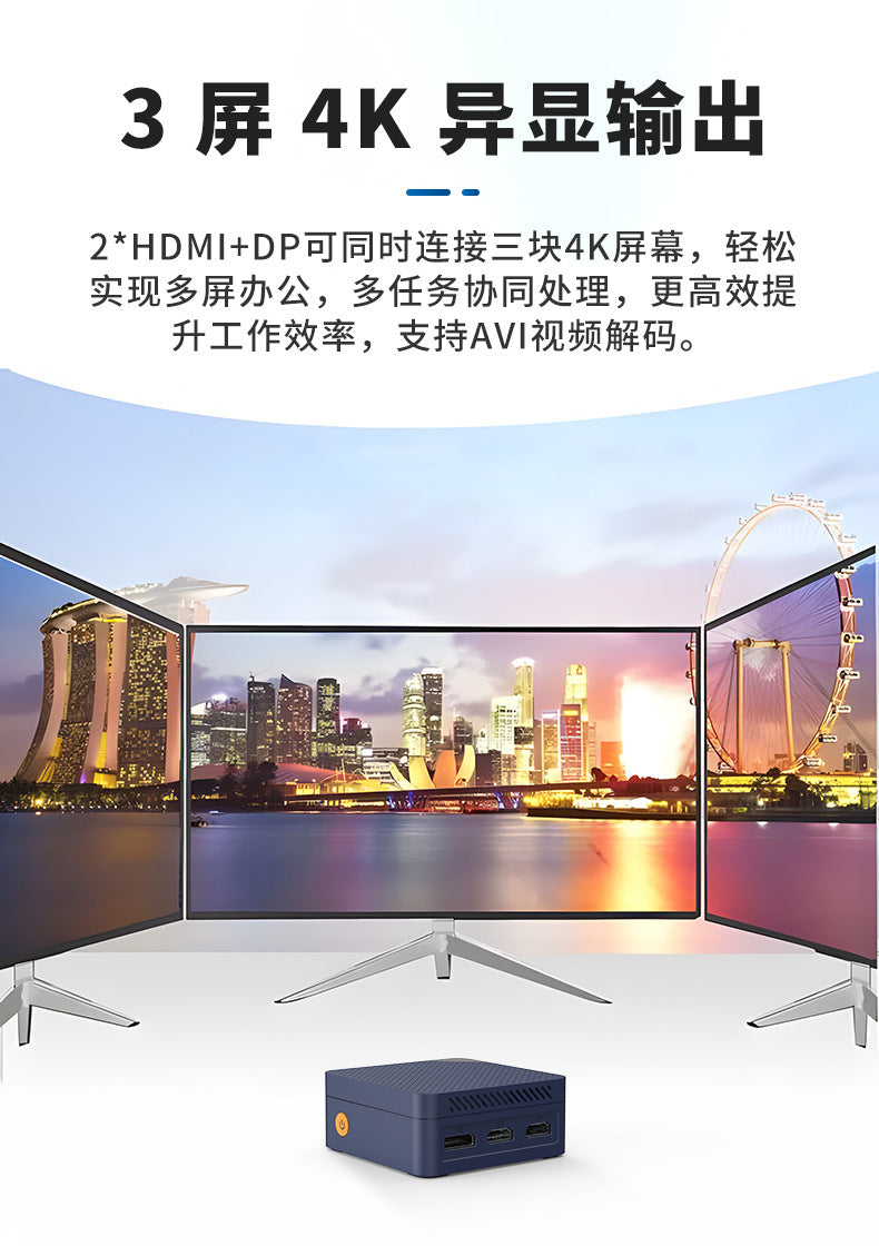 N150 Mini PC — Dual Gigabit LAN, Triple Display (DP), 4K Playback, 12GB RAM, 500GB Storage