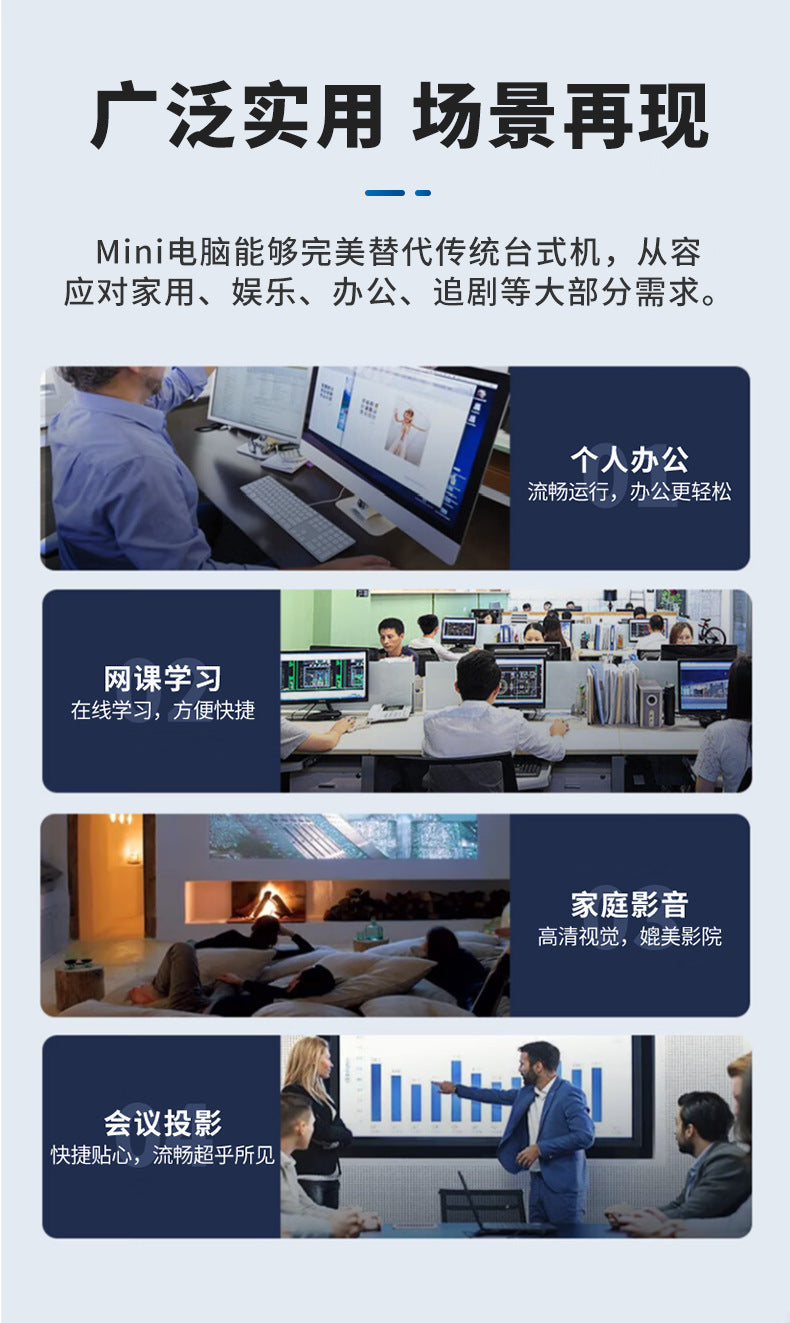 N150 Mini PC — Dual Gigabit LAN, Triple Display (DP), 4K Playback, 12GB RAM, 500GB Storage