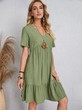 2023 Loose Fitting Casual Short Sleeved Waist Flowing Dress