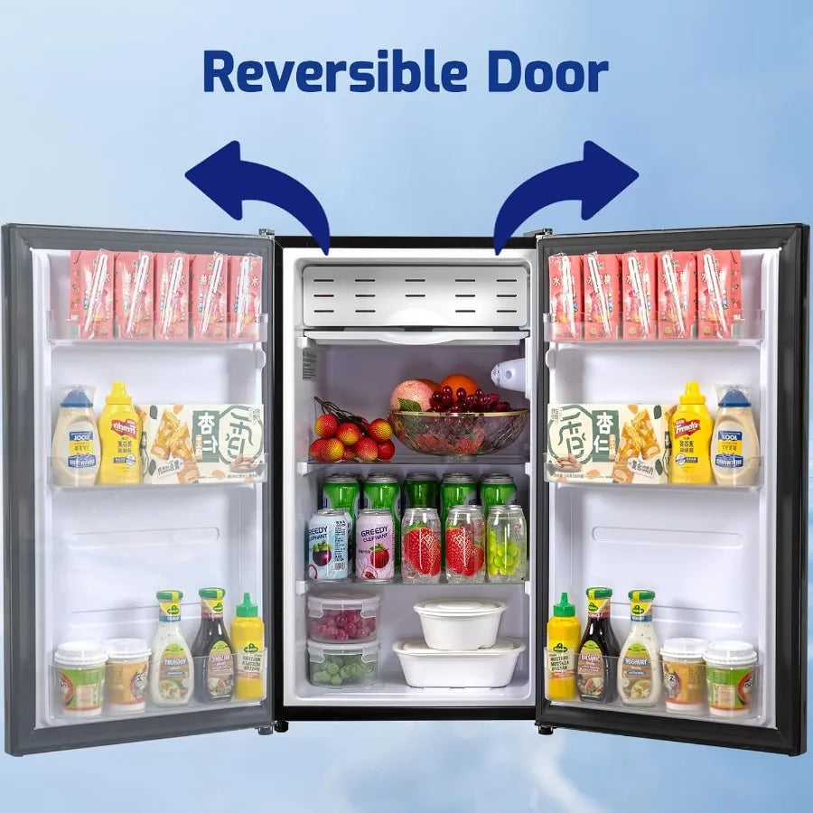 3.2 Cu.Ft Dorm Fridge Single Door Compact Refrigerator with Freezer Black Office Fridge 110V Low Noise Office Refrigerator with