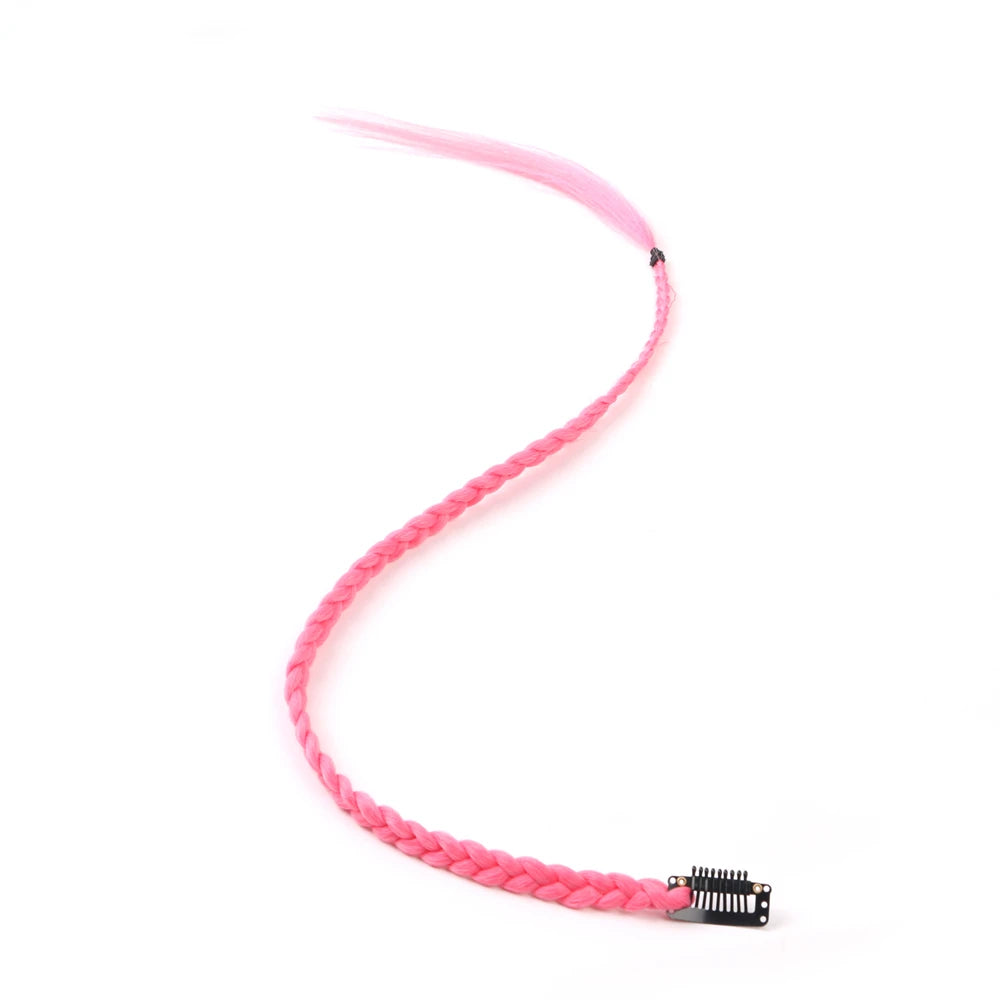 Synthetic 5 Pcs/Lot Clip-in Extensions For Women Ponytail Rainbow Braid Hair Extension 22'' Ombre Hairpiece Box Braid With Clip