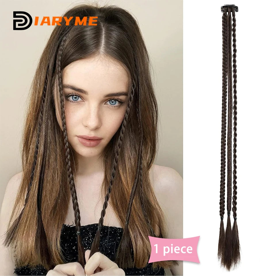Synthetic Wig Braids With Clip Boxing Braid Dreadlocks Clip In Hair Extension Dirty Braids Boxer Braid Heat Resistat Hairpieces