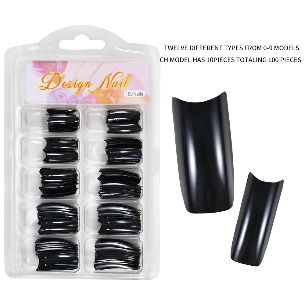 100Pcs DIY Acrylic Gel French Nail Art Colored French Tips False Nail Art Tips Extension Manicure Fake Nail Makeup Beauty Health