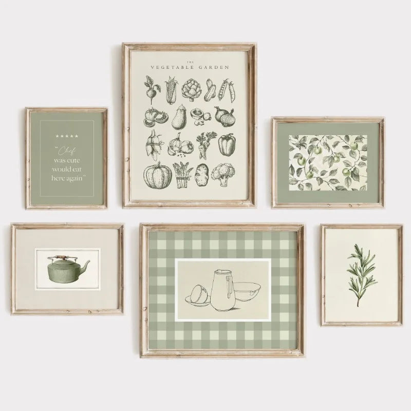 Minimalist Vegetable Canvas Wall Art – Sage Green Botanical (Onion & Carrot) Poster