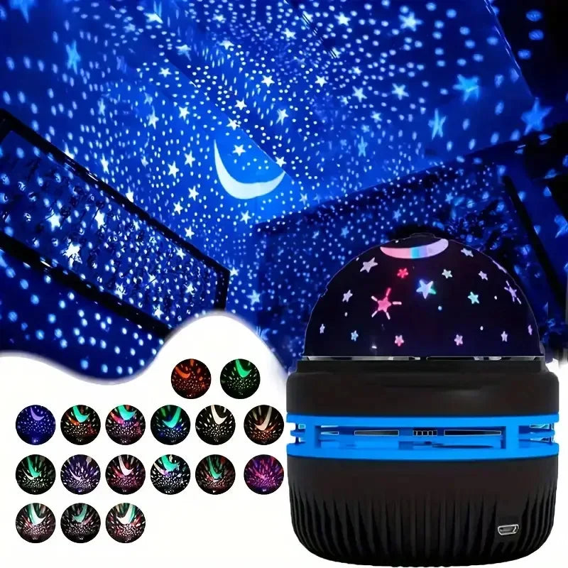 USB Rotating Starry Sky Projector Night Light (Moon & Stars)