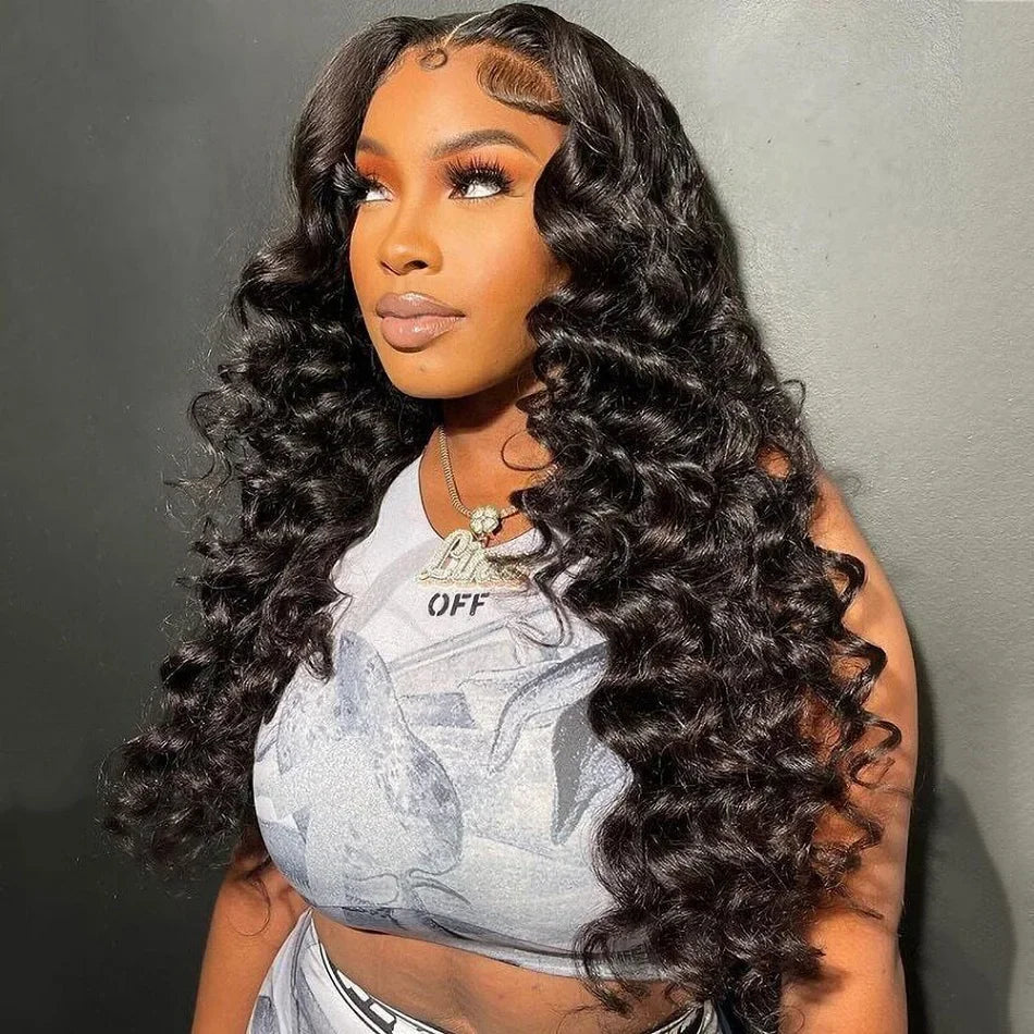 AMYTUD 30–40 Inch HD Lace Frontal Wig | Brazilian Loose Deep Wave Human Hair