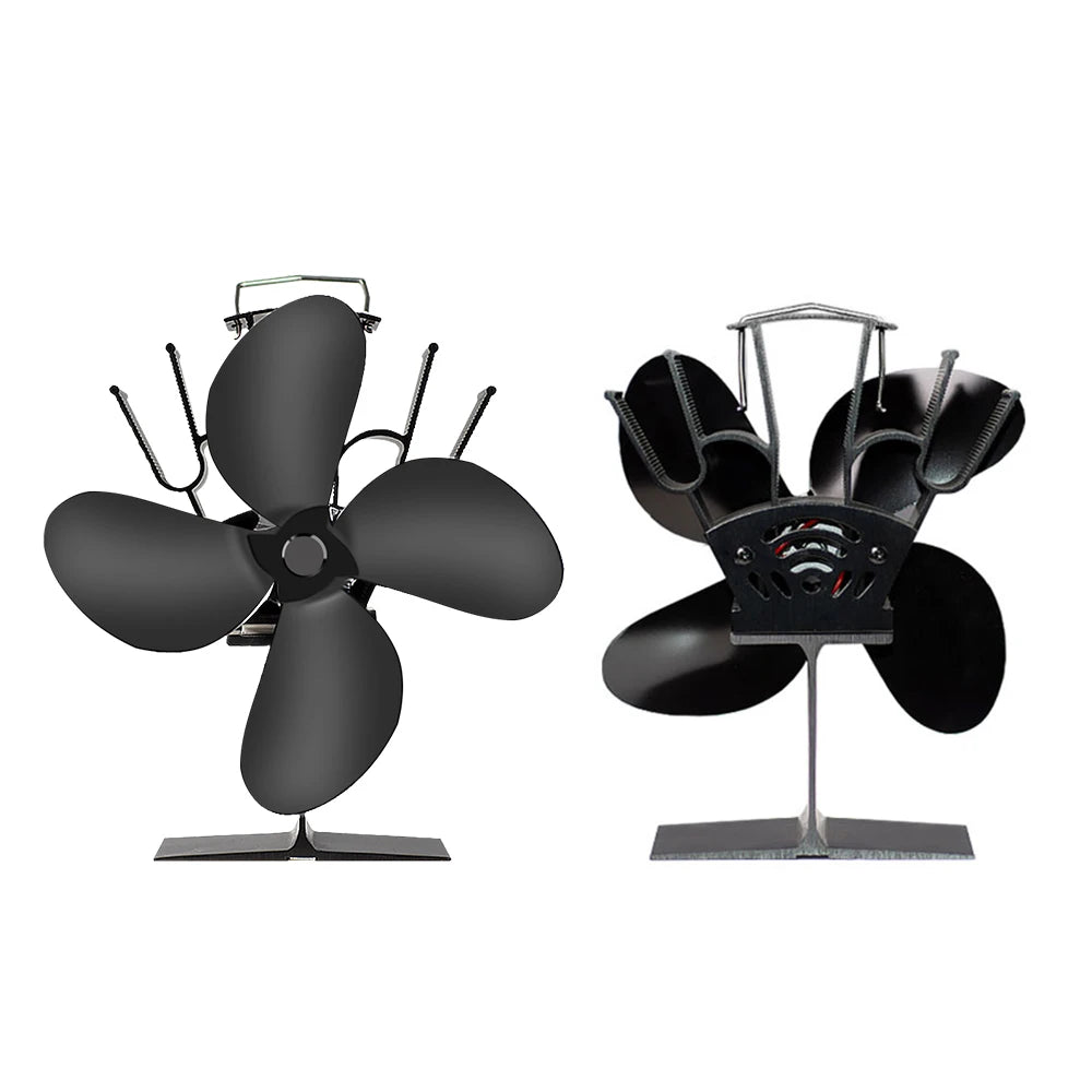 4 Blade Heat Powered Stove Fan Log Wood Burner Eco Friendly Quiet Fireplace Fan Winter Warm Home Efficient Heat Distribution