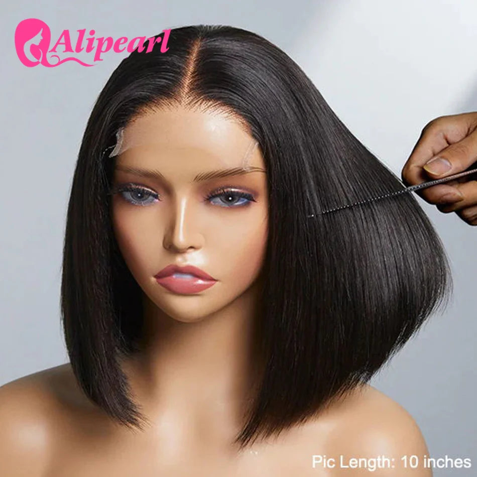 AliPearl Bone Straight Bob Wig — Pre-Plucked 13×4 Transparent Lace Front (Remy Brazilian)
