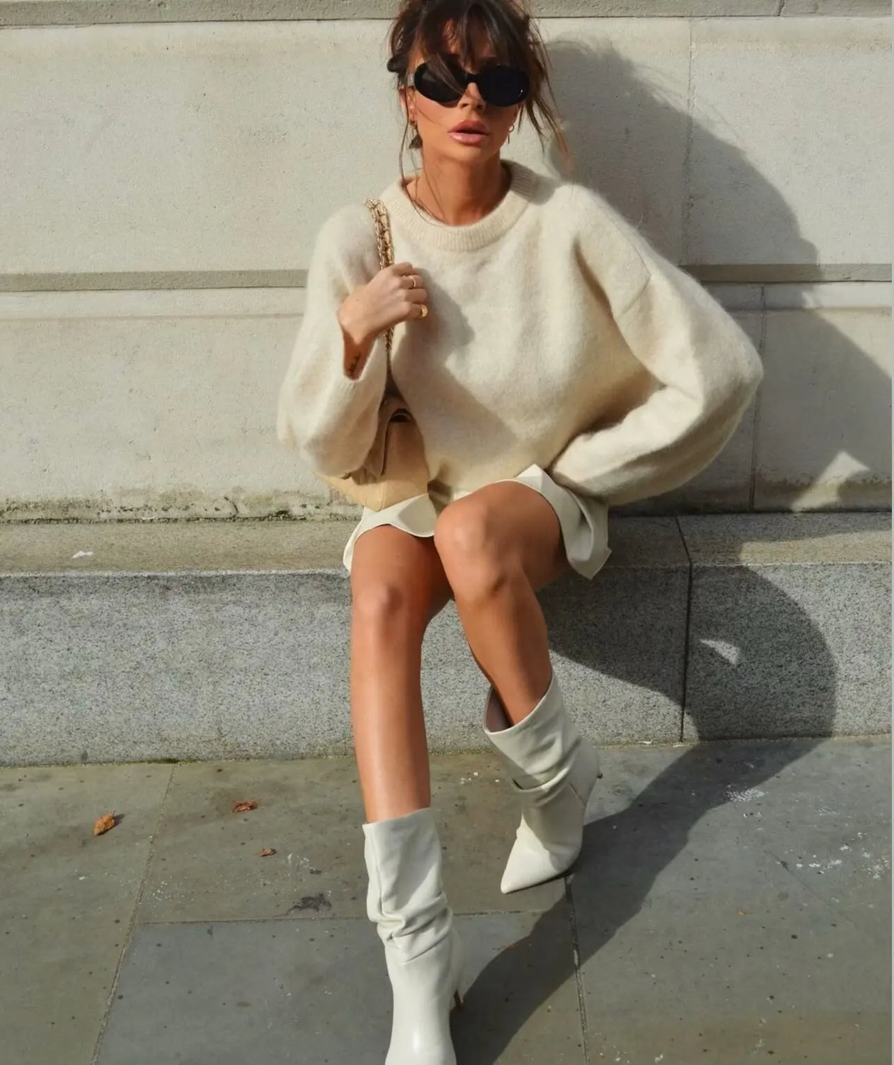 Women’s Oversized Fuzzy Knit Pullover – Solid Color Crewneck Sweater (Cozy “Lazy” Style)