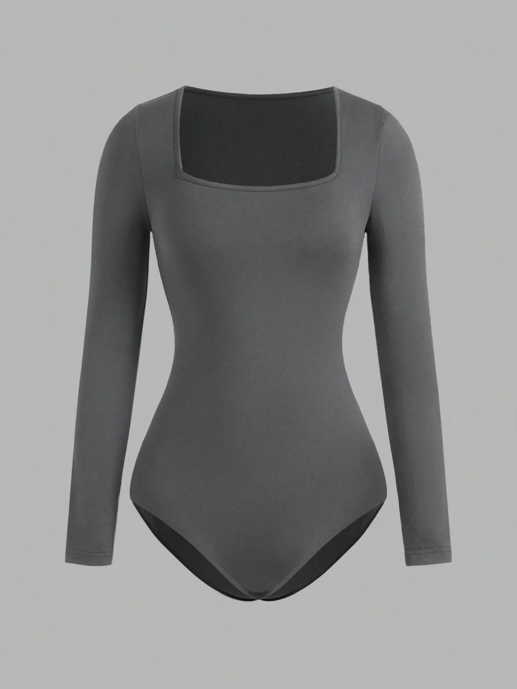 Women's Solid color Square Neck  Open Crotch One-Piece Bodysuit Long Sleeved Body  Lady Streetwear Female Warm Clothing