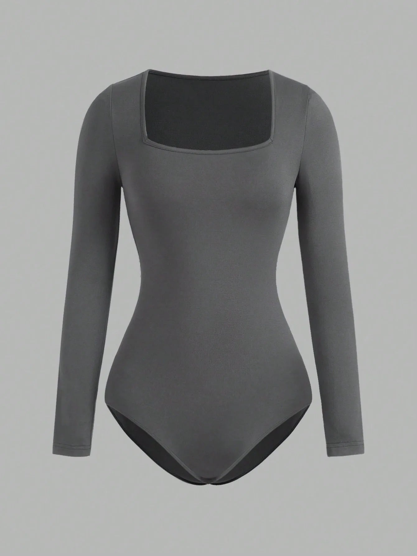 Women's Solid color Square Neck  Open Crotch One-Piece Bodysuit Long Sleeved Body  Lady Streetwear Female Warm Clothing