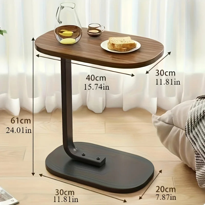 Modern Light Luxury Compact Coffee Table – C-shaped Portable Side Table for Living Room Sofa