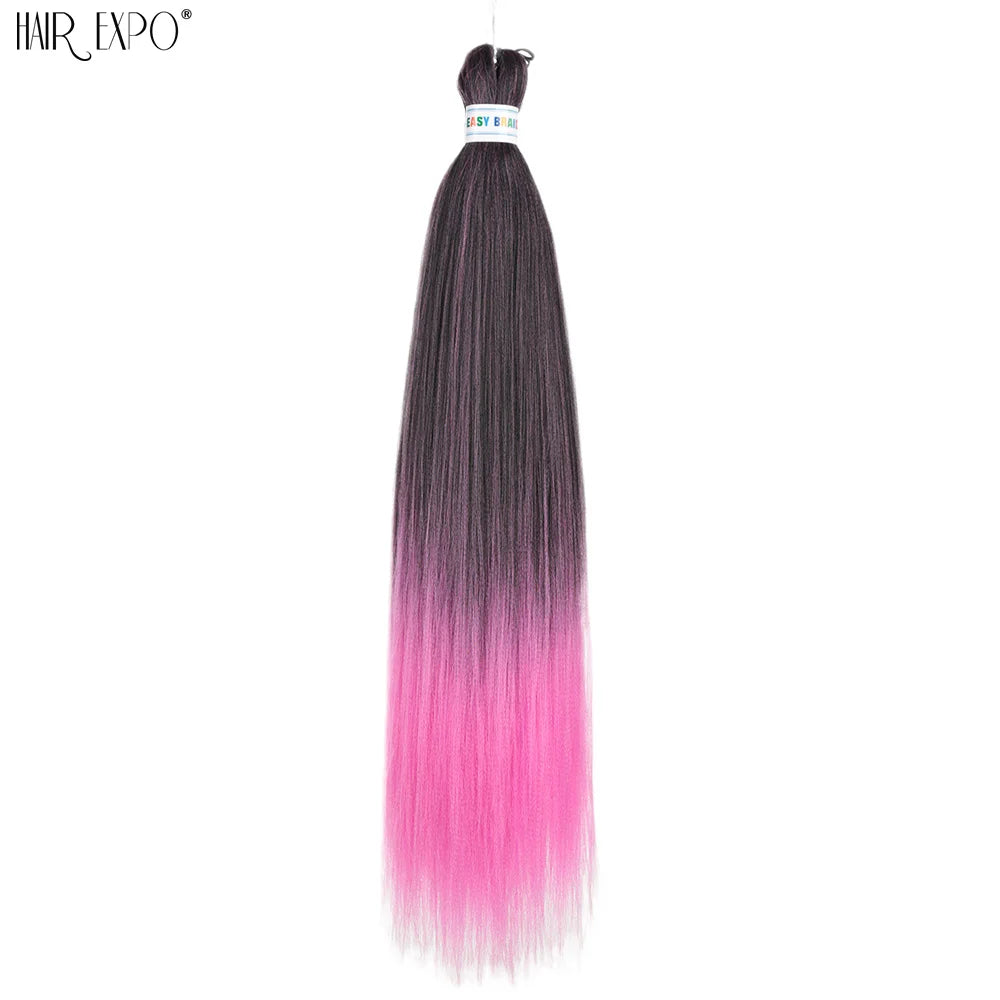 26Inch Easy Braids Hair Synthetic Colourful Pre Stretched Braiding Hair Extensions Jumbo Braids Ombre Yaki Long Straight Hair