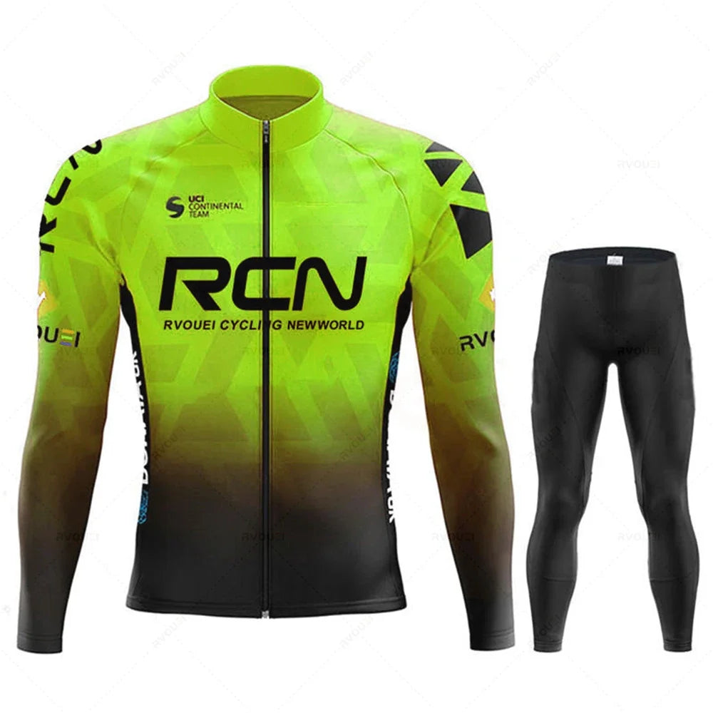 New 2025 Rcn Autumn Cycling Jersey Bib Pants Set Ropa Ciclismo Bicycle MTB Clothing Road Bike Suit Men Long Sleeve Bicicleta Set