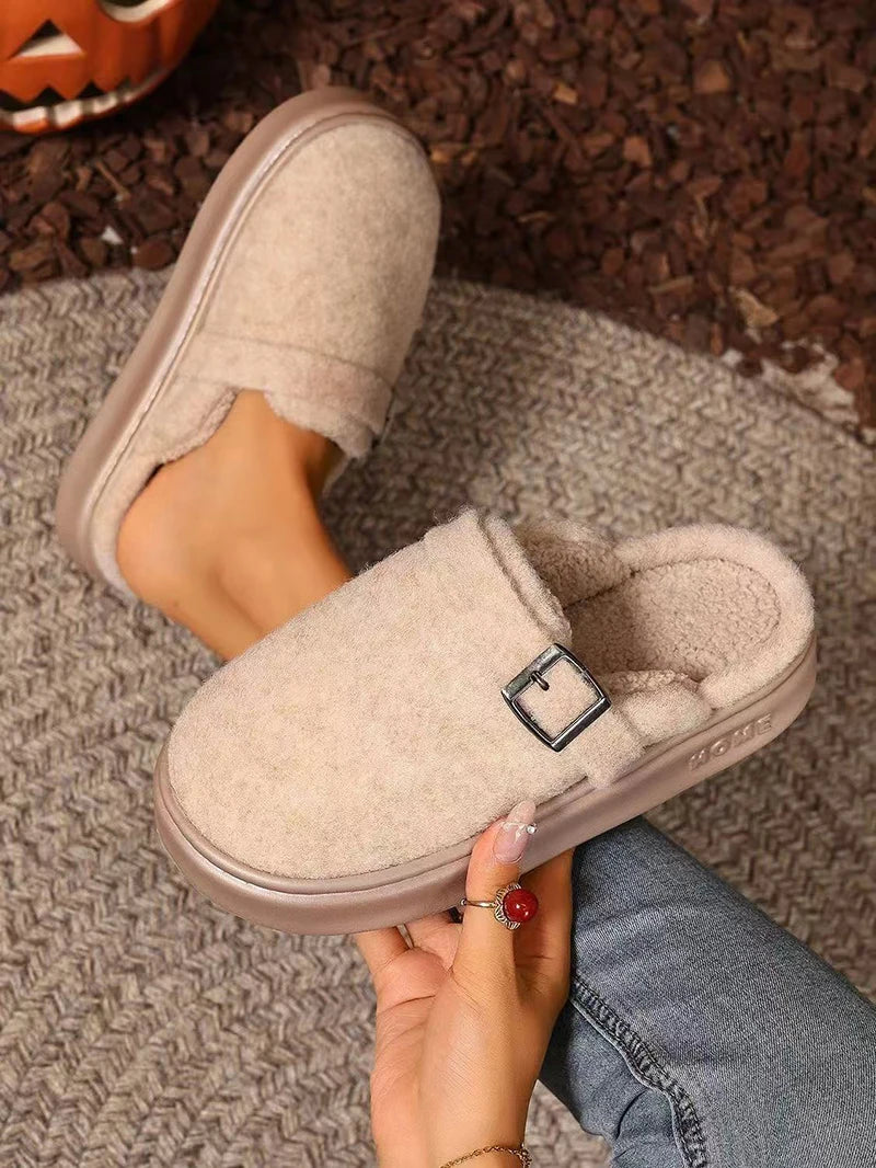 Winter Women's Slippers Home Plush Luxury Designer Woman Shoes Indoor Fluffy Fashion Platform Fuzzy Fur Slides Elegant Flat Soft