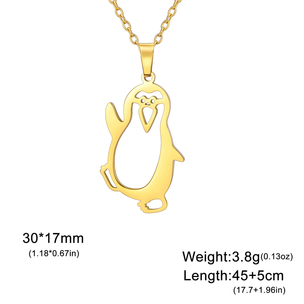 Walking Penguin Pendant Necklace | Stainless Steel Animal Chain for Women