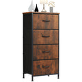 JHK Dresser For Bedroom With 4 Fabric Drawers Nightstand Wardrobe Steel Frame Closet For Clothes Storage Cabinet Of Furniture