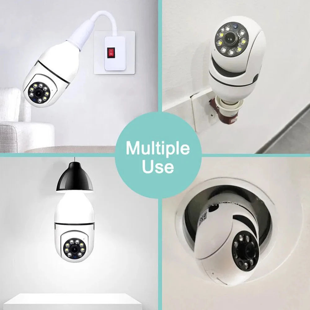 8MP E27 Bulb Surveillance Camera Wifi IP PTZ CCTV Camera 10X Zoom Color Night Vision Human Tracking Security Baby Monitor Cam