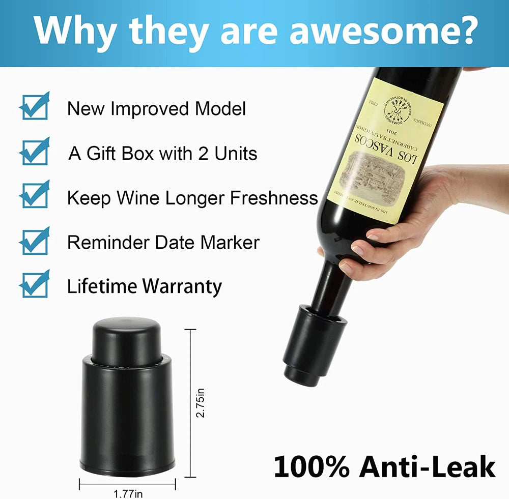 Vacuum Wine Bottle Stopper Sealed Storage Vacuum Memory Wine Stopper Push Style Bar Tools Barware Reusable Wine Cork