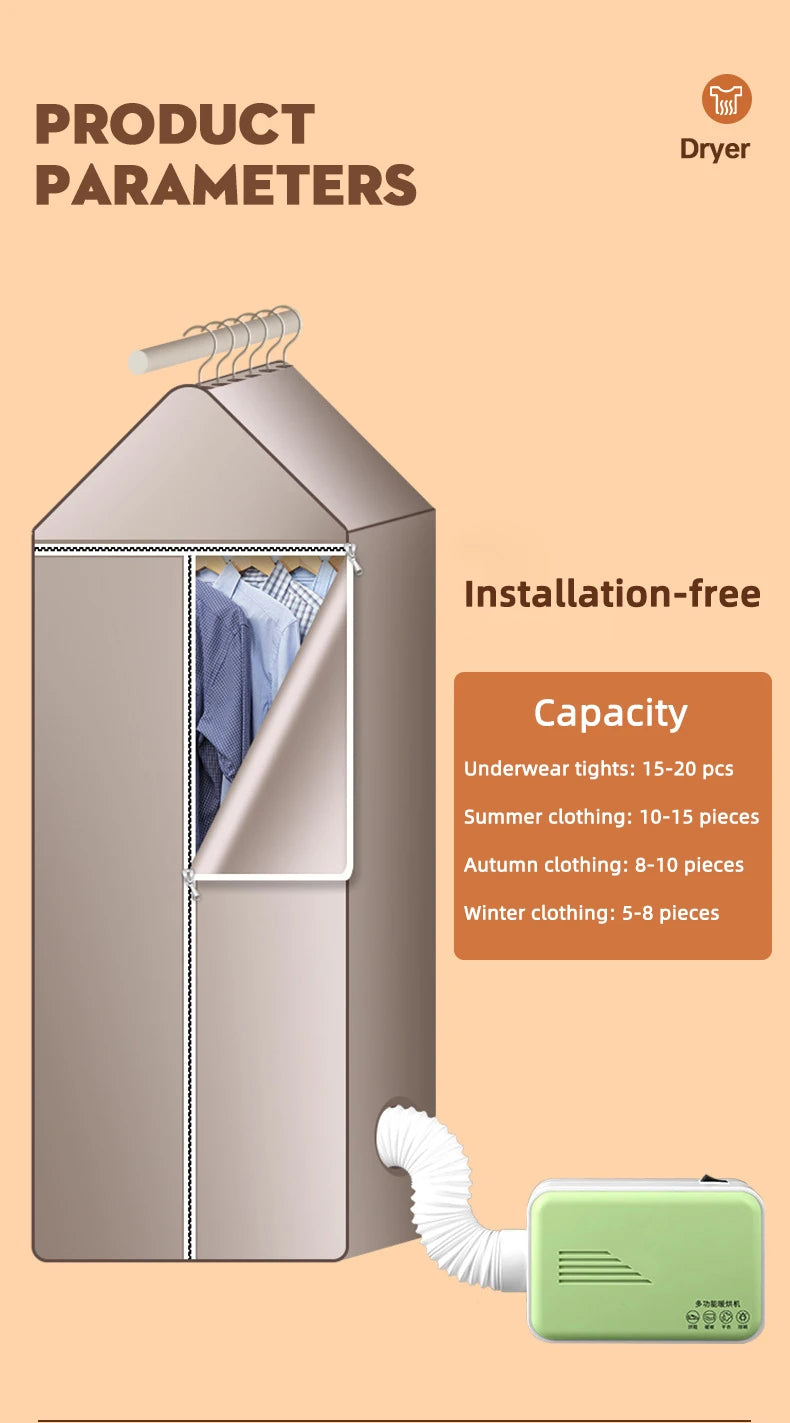 110V/220V Electric Clothes Dryer Laundry Multifunction Quickly Drying Clothes Shoes Warm air Clothes Dryer Heater Drying Machine