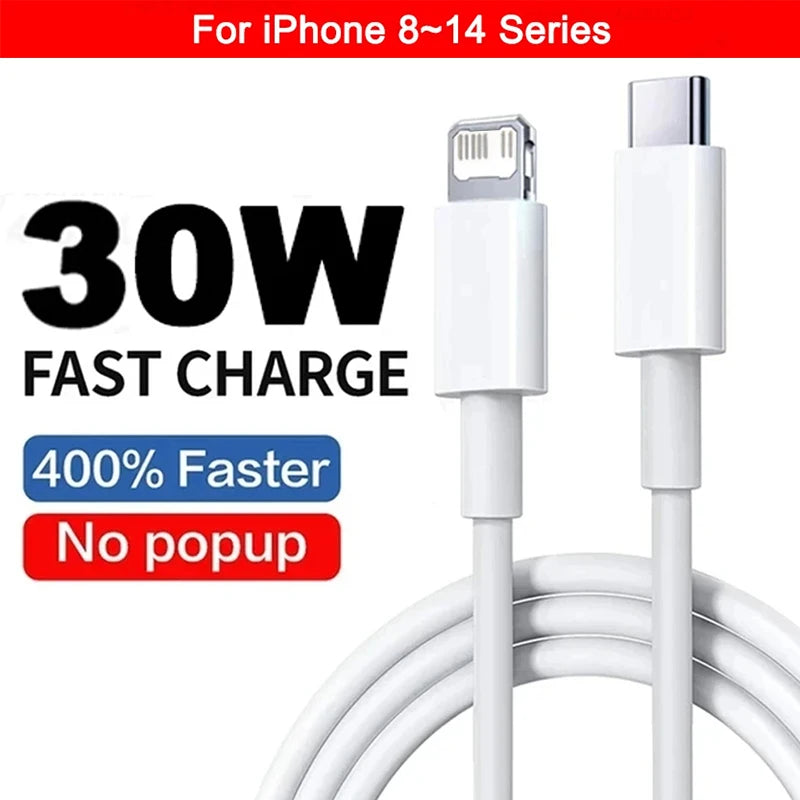 PD 30W USB Cable For Apple iPhone 15 14 13 12 11 Pro Max 7 8 Plus XS X XR Fast Charging USB C Cable Charge Date Wire Accessories