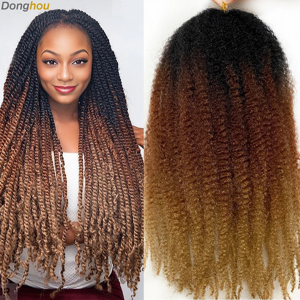 DONGHOU Marley Twist Braiding Hair — 18" Synthetic Afro Twist for Faux Locs & Crochet (1–6 Packs)