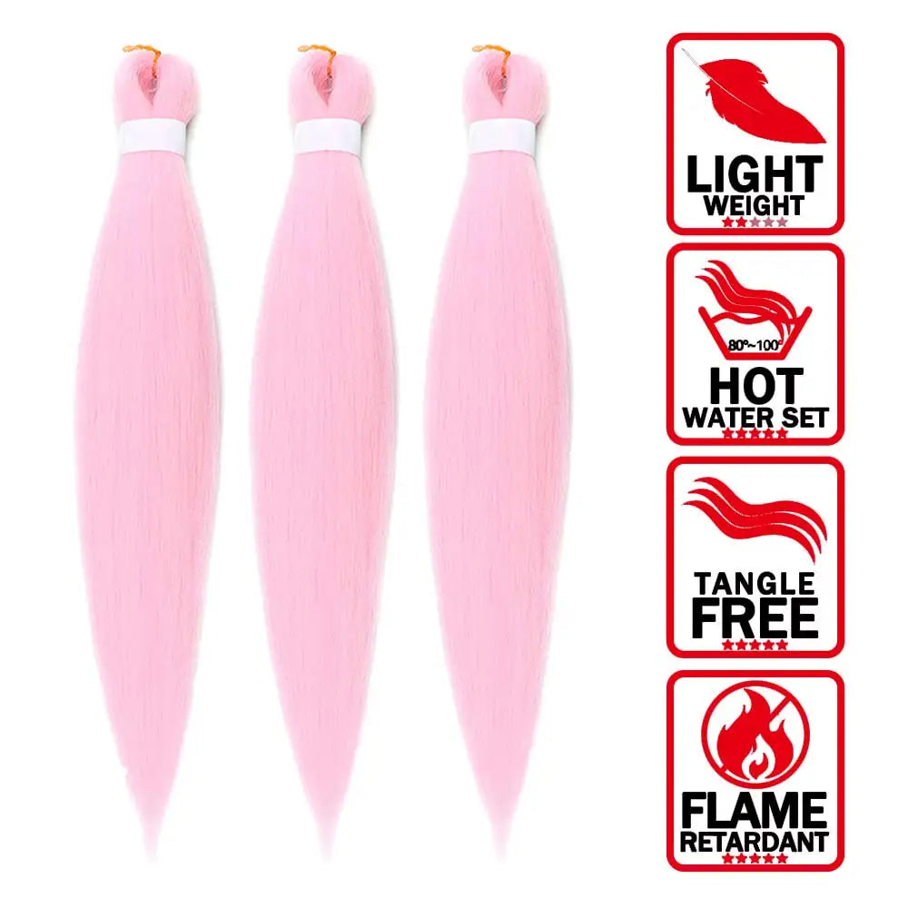 LIHUI Pre-Stretched Jumbo Braids — 26" 90 g Synthetic (Red/Pink, Frosted Colors)