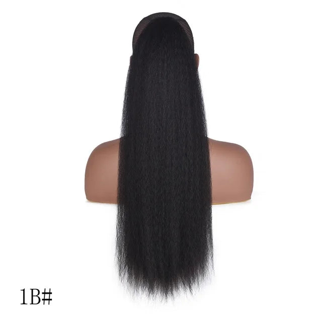 WIGSIN 22Inch Synthetic Long YAKI Straight Puff Ponytail Drawstring Clip in Hair Extension for Women