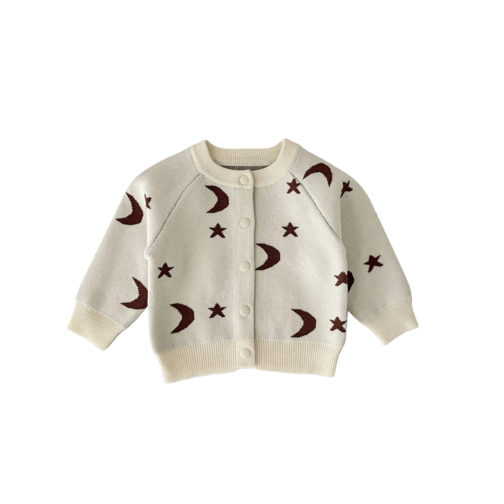 2026 Spring New Baby Clothing Single Breast Moon Print Girls Sweaters Option Knit Overalls  Baby Girls Knitwear