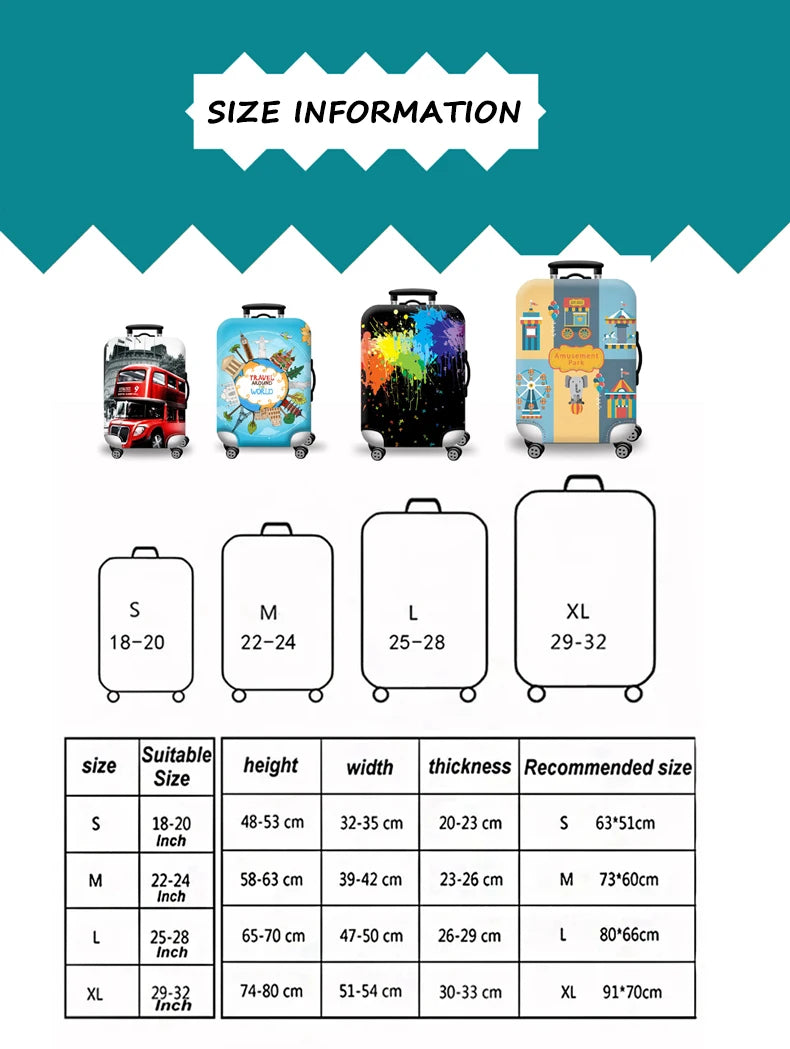 Hot Thick Elastic World Luggage Protective Cover Zipper Suit for 18-32 Inch Bag Suitcase Covers Trolley Cover Travel Accessories