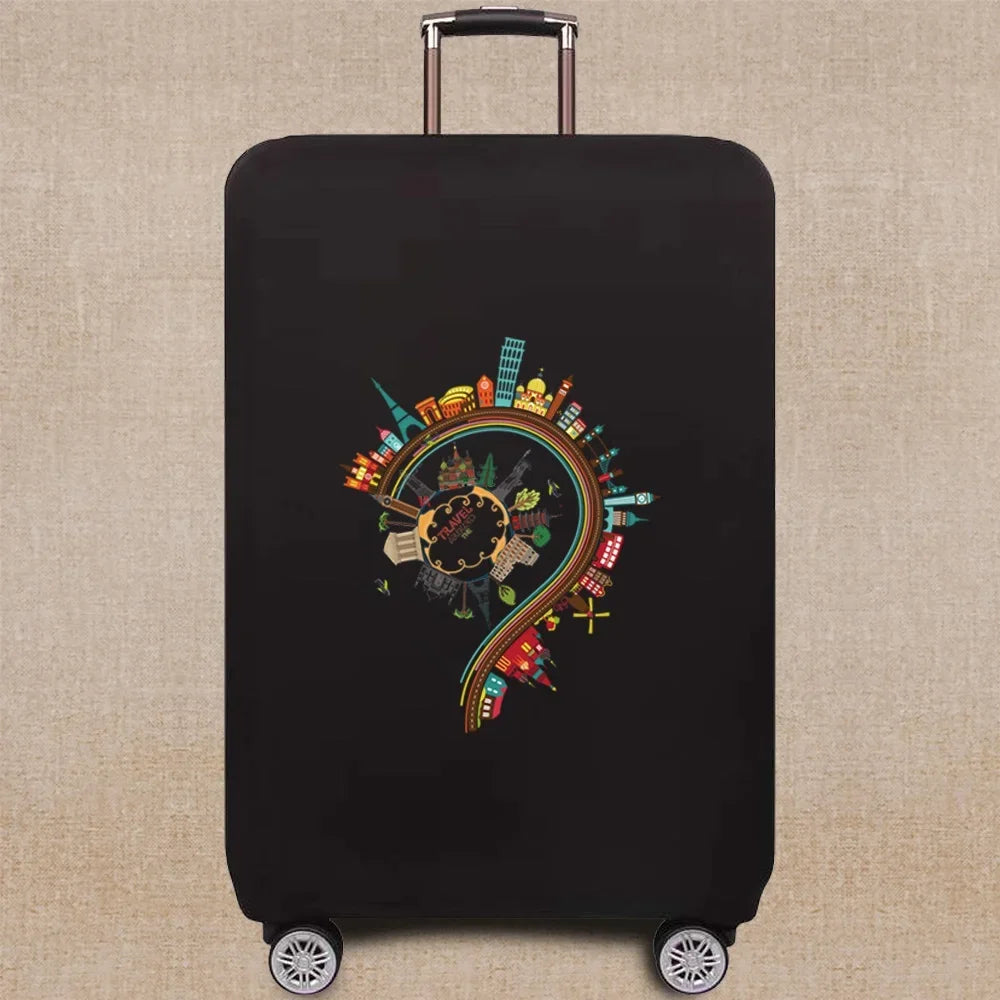 Travel Elastic Protective Cover Luggage Case Travel Global Pattern Series Luggage Cover 18-32inch Travel Accessories