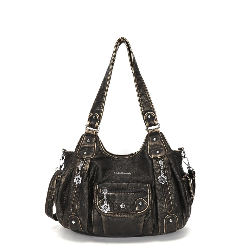 Women Handbags Satchel Top-handle Handbag Small PU Shoulder Bag 12.5”x4.4” Dumpling Pack Multi-pockets Shoulder Bags